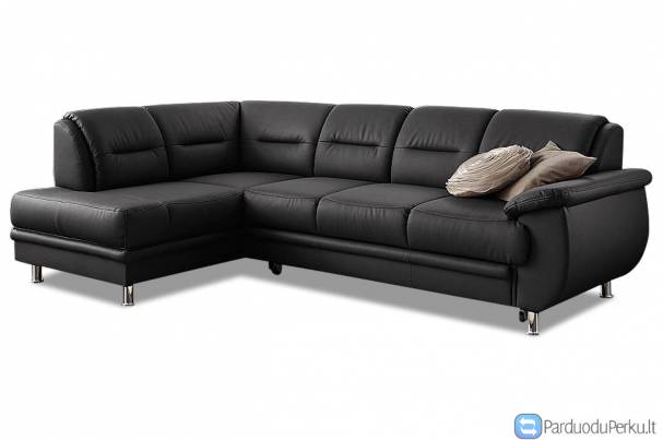 Minkštas kampas L formos Nr102 juoda naturali oda