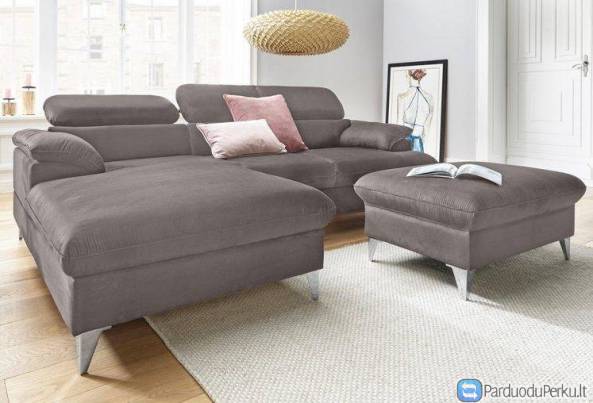 Minkštas kampas L formos Nr108(1) pilkas be miego funkcijos