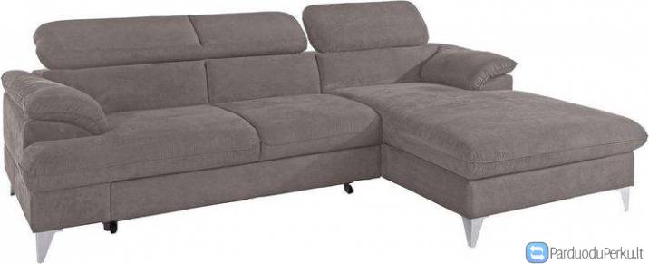Minkštas kampas L formos Nr108 az. pilka su miego funkcija ir dėže dešininis