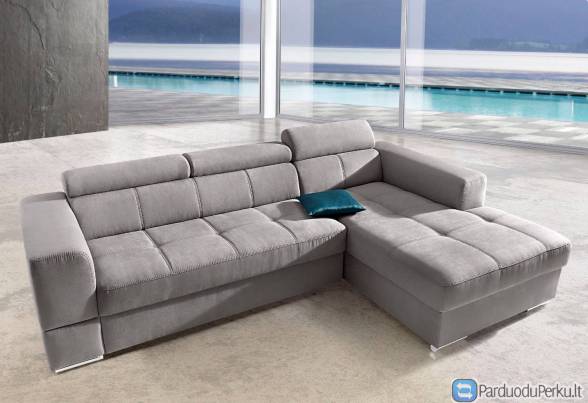 Minkštas kampas L formos Nr12 pilkas be miego funkcijos