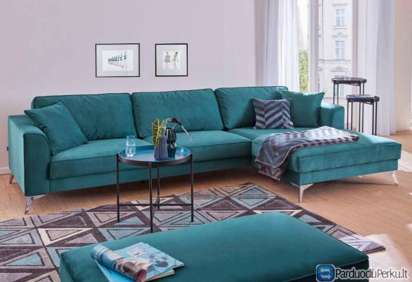 Minkštas kampas L formos Nr123 melynas be miego funkcijos