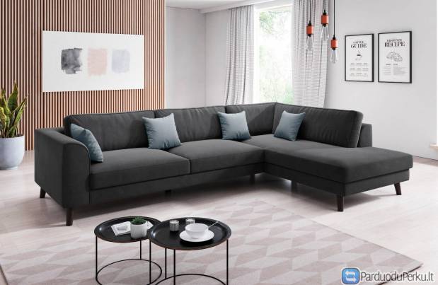 Minkštas kampas L formos Nr124 pilkas be miego funkcijos
