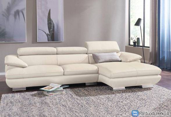 Minkštas kampas L formos Nr178 oda balta be funkcijos