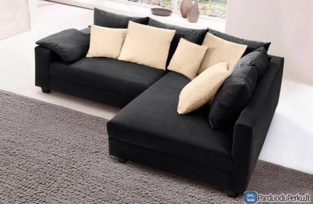 Minkštas kampas L formos Nr30 juoda primabele be miego funkcijos