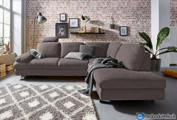 Minkštas kampas L formos Nr47 struktura ruda be miego funkcijos