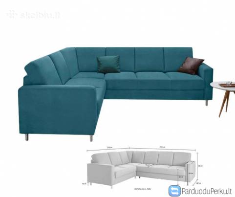 Minkštas kampas L formos Nr79 Mėlynas Luxux Primabele audinys
