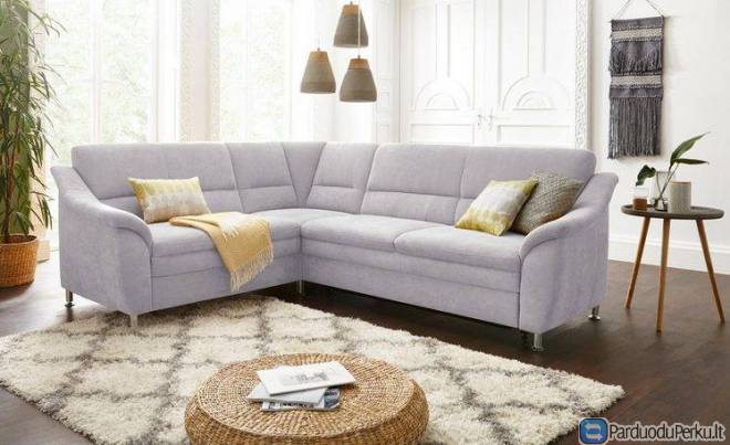 Minkštas kampas L formos Nr88 pilkas su miego funkcija