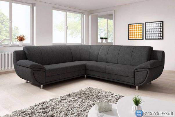 Minkštas kampas L formos Nr91 pilka struktura su miego funkcija