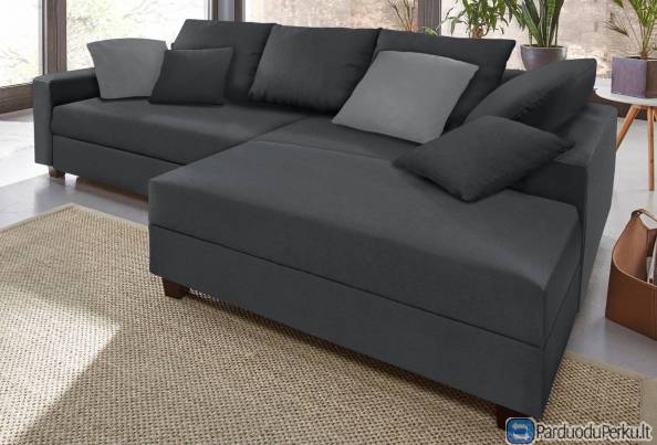 Minkštas kampas L formos Nr92 pilka struktura su miego funkcija