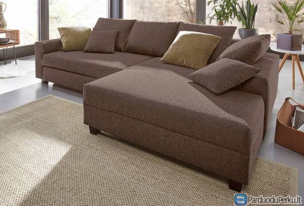 Minkštas kampas L formos Nr92 ruda struktura su miego funkcija