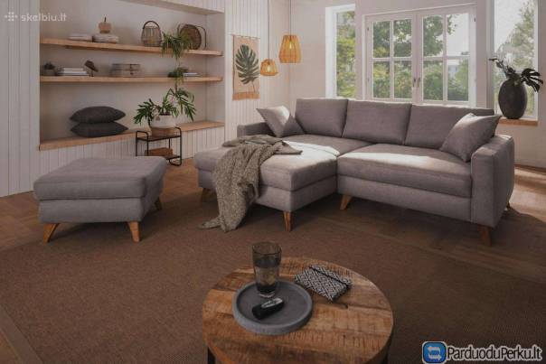 Minkštas kampas „ Stanza Luxus “ su pufu.