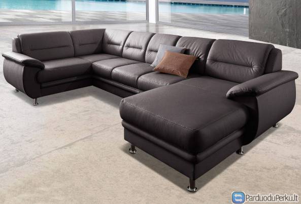 Minkštas kampas U formos Nr61 oda ruda su f