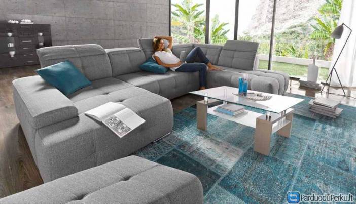 MINKŠTAS KAMPAS U FORMOS NR97 STRUKTURA PILKA BE MIEGO FUNKCIJOS