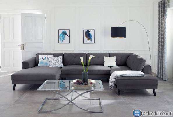 Minkštas kampas U formos Nr99 be funkcijos struktura pilka