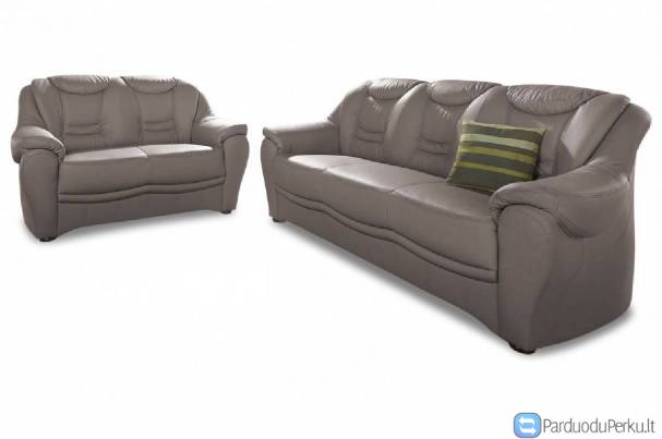 Minkštas Komplektas iš natūralios  odos   Bansin 3+2+pufas