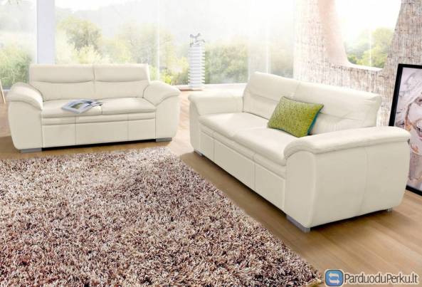 Minkštas Komplektas iš natūralios  odos Leandra 3+2