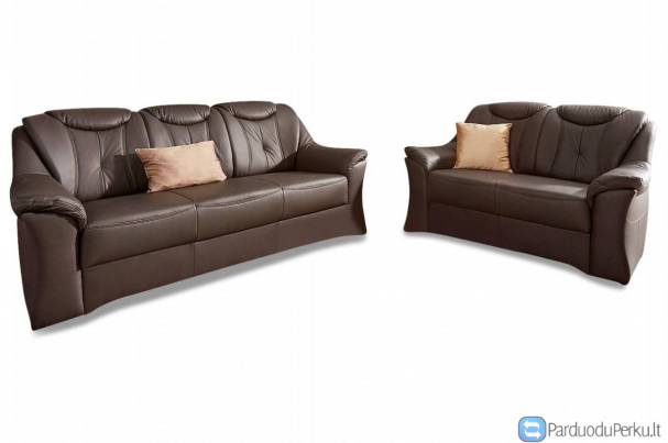 Minkštas Komplektas iš natūralios  odos   Saloniki 3+2