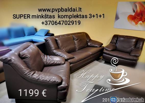 Minkštas komplektas Nr135 ruda eko oda