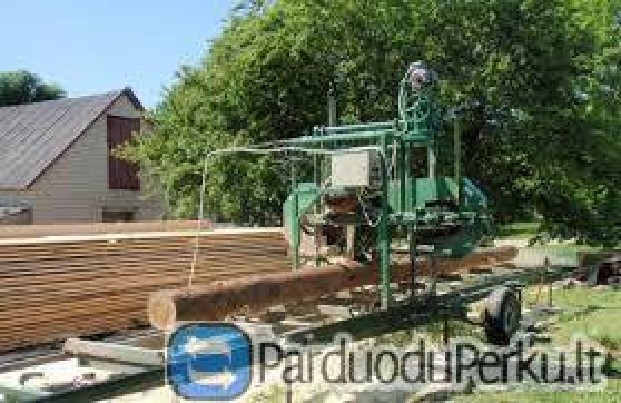 Mobiliu juostiniu gateriu pjauname medieną kliento namuose.