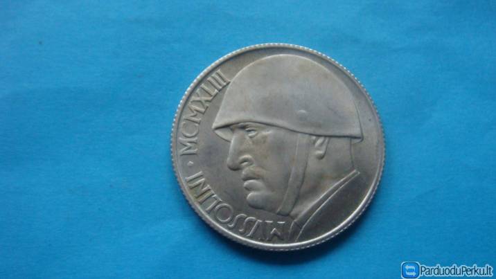 Monėta, medalis B. Musolini.