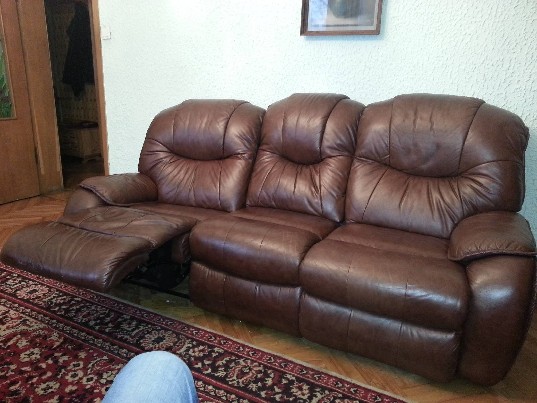 Natūralios odos sofa