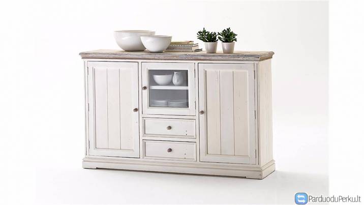 Nauja natūralaus medžio komoda ir suoliukas