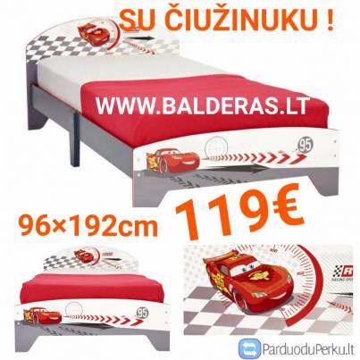 Nauja vaikiška lova "Žaibas Makvynas" su čiužiniu