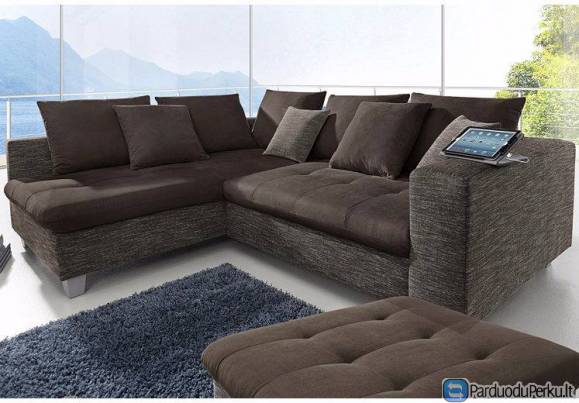 Naujas rudas kampas su pristumiamu pufu Sunny