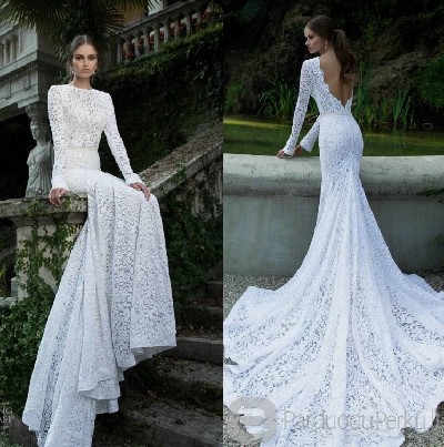 Neriniuota, ilgom rankovem vestuvine suknele