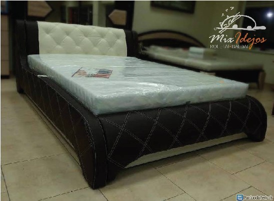 Odinė dvigulė lova “Roma 2 visa odinė”