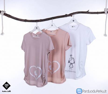 Palaidinė nėščiosioms trumpom rankovėm su užrašu