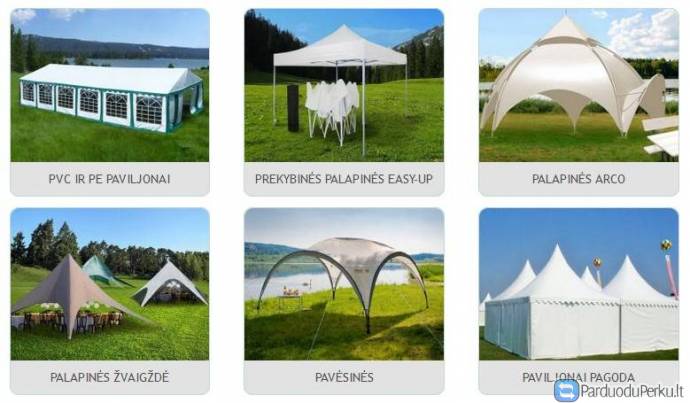 Palapinės 2x2 m iki 6x14 m