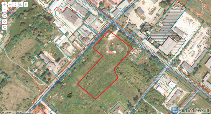 Parduodamas labai geroje vietoje 2,0803 ha žemės sklypas