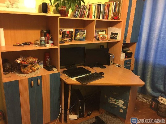 Parduodu baldus. Staliuka, rašomąjį stalą, spyntą, lentynas 