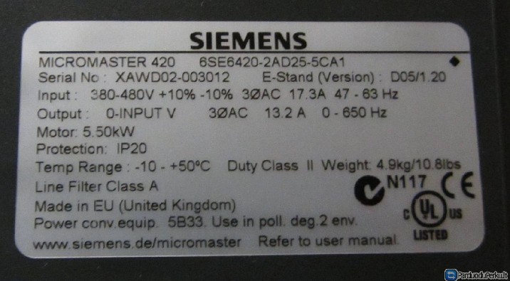 Parduodu dažnio keitiklius Siemens, Yaskawa, Omron