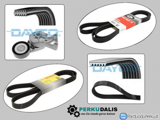 Paskirstymo, generatoriaus diržai ir jų komplektai