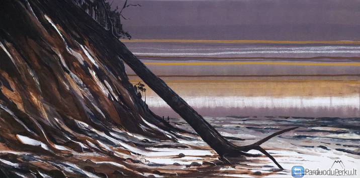 Paveikslas "Naktinė pakrantė Karklėje" 70x140 cm.