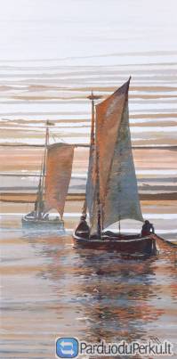 Paveikslas "Tinklų traukimas ryte". 140x70 cm.