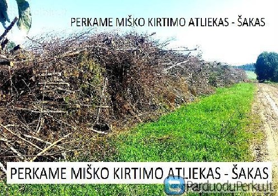 Perkame miško kirtimo atliekas - šakas