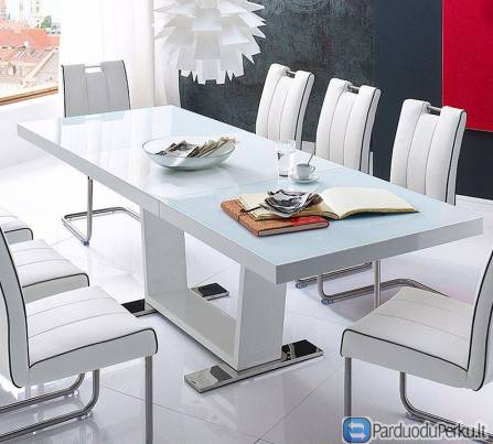 Pigiai Baltas Blizgus Lakuotas Stalas