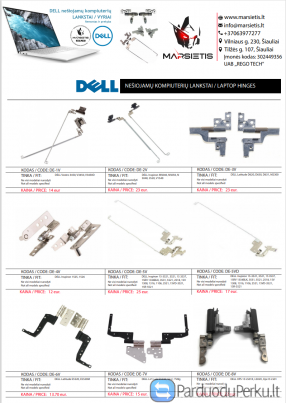 PIGIAUSIAI. DELL kompiuterio lankstai, vyriai, ekrano laikikliai