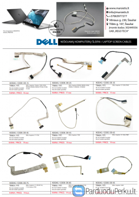 PIGIAUSIAI. DELL nešiojamų kompiuterių ekranų šleifai