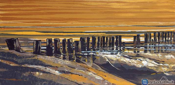 "Preilos kuolai jūroje vakarėjant" 140x70 cm