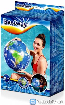 Pripučiamas šviečiantis paplūdimio kamuolys “Žemė”, 61 cm