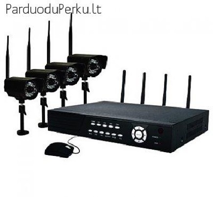 Profesionali 4 bevielių kamerų sistema su DVR vaizdo įrašymo