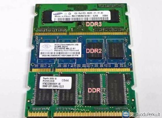 SDR,/1 GB Ddr1/ ir 2 GB Ddr2 ramai laptopams  Kaune