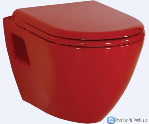 Raudonas, pakabinamas klozetas