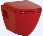 Raudonas, pakabinamas klozetas