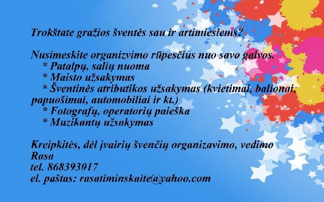 Renginių organizavimas, vedimas