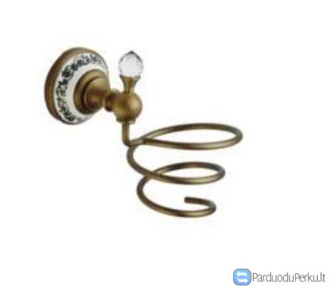 Retro, klasikinis, bronzinis plaukų džiovintuvo laikiklis